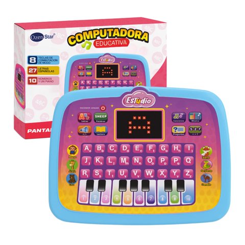 Fliperex - Computadora Educativa Infantil Juguete Piano Letras Y Numero Celeste