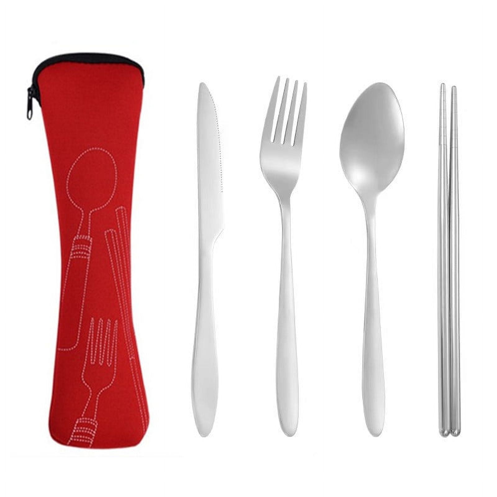 Xmhytop Juego De 4 Piezas Cubiertos De Cocina De Rojo Con Bolsa De Almacenamiento, Acero Inoxidable, Moderno Y Funcional