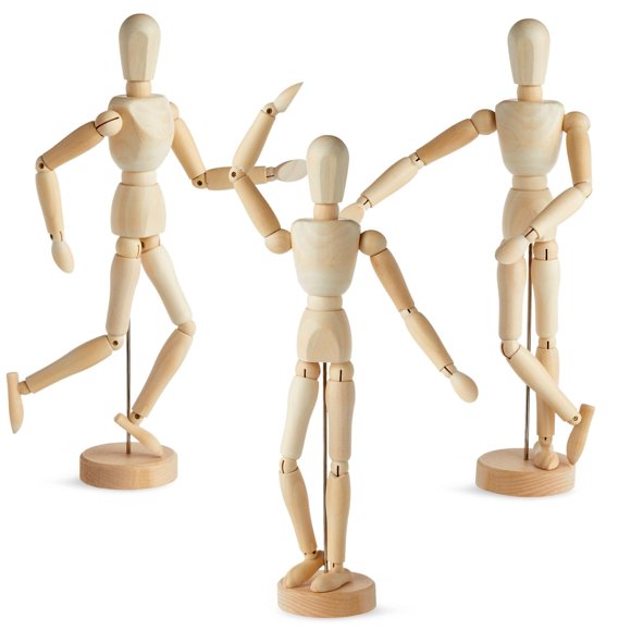 Modelo De Figura Artística De Madera Articulada 33 Cm Paquete De 3