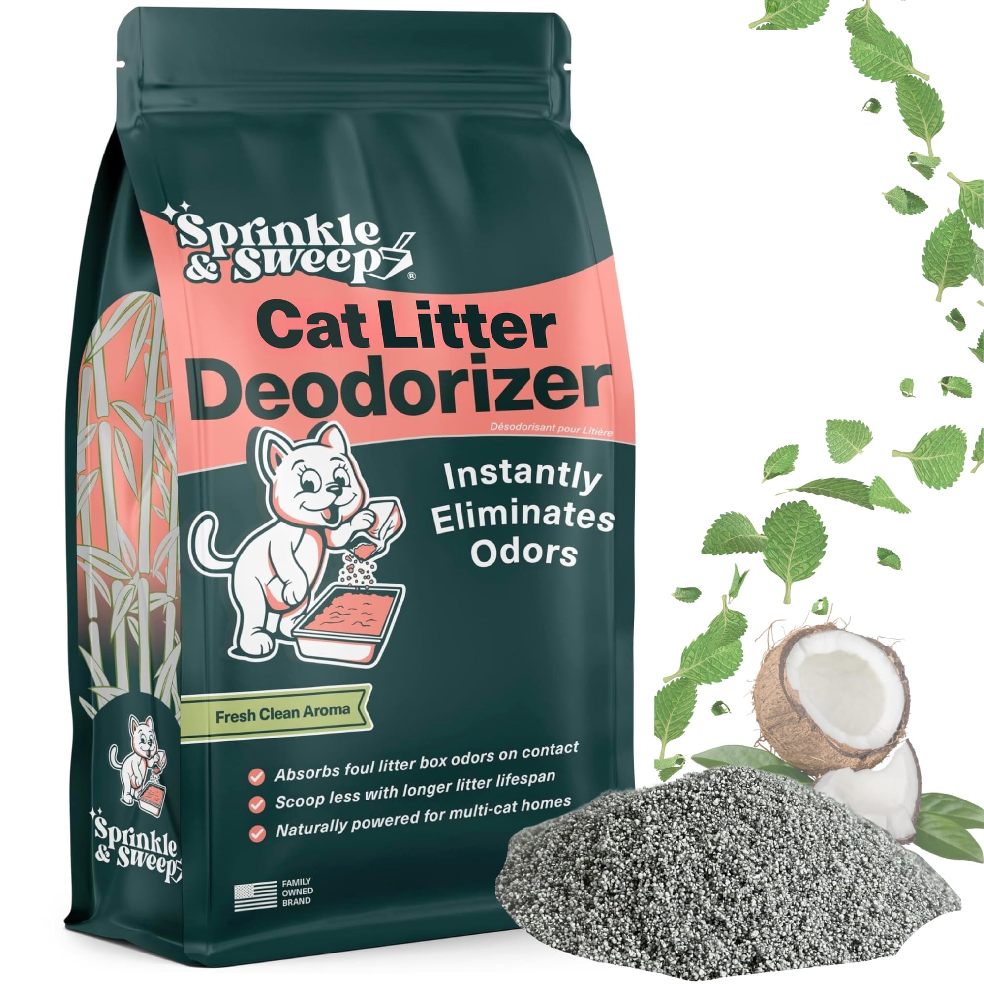 Sprinkle & Sweep - Desodorizante Para Gatos Spray & Sweep, 240 Ml, Suministro Para Un Mes
