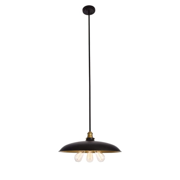 Lámpara de techo colgante elegante Anders de 3 luces, negro y latón, 110 V