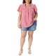 thumbnail image 2 of Agnes Orinda Blusa de Cuadros para Mujer de Talla Grande con Lazo Frontal, Volantes, Cuello en V, Manga Corta, Camisa de Verano Casual Elegante 2X Roja, 2 of 6