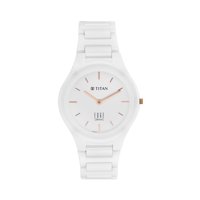 Reloj Titan Para Mujer, Esfera Blanca Ártica, Cerámica, Informal, Formal