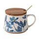 thumbnail image 2 of Taza Floral De Estilo Retro De 380 Ml, Taza De Café Con Flores Para Papá, Mamá, Hombres, Mujeres Y Amigos, Con Tapa Y Cuchara., 2 of 5