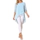 thumbnail image 2 of INSPIRE CHIC Blusa de Chifón para Mujer con Mangas Divididas 3/4 y Dobladillo Asimétrico Túnica Azul Cielo M, 2 of 6