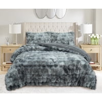 Aladdins Shop - Cobertor De Invierno Piel De Conejo Super Suave 2 Plazas Color Gris Jaspeado