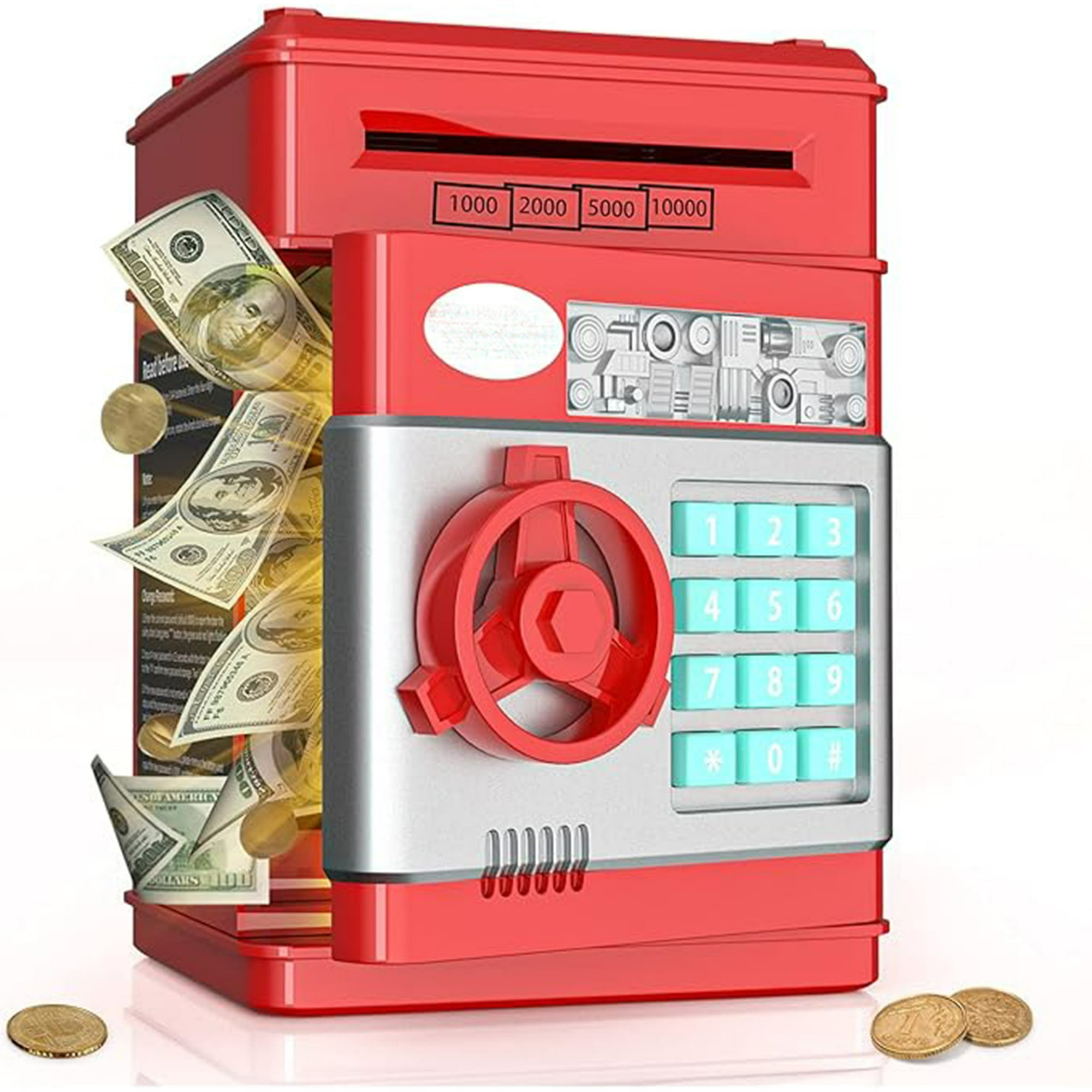 Veat00l - Alcancía Para, Banco De Dinero Con Contraseña/lindo Mini Cajero Automático, Caja De Seguridad Para Dinero En Efectivo, Gran Y Práctico Regalo De Cumpleaños Para Niños Y Niñas