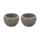 thumbnail image 1 of Set 2 Macetero Maceta Acabado Cemento Relieve Hojas Gris L, 1 of 8