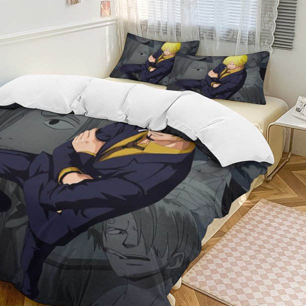 Vinsmoke Sanji Bed Duvet Cover Funny Anime Cartoon Bedding Sets Lightweight 3 Piece Comforter Sets