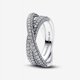 thumbnail image 1 of Anillo Pandora Doble Banda Cruzada Pavé Timeless Plata, 1 of 4