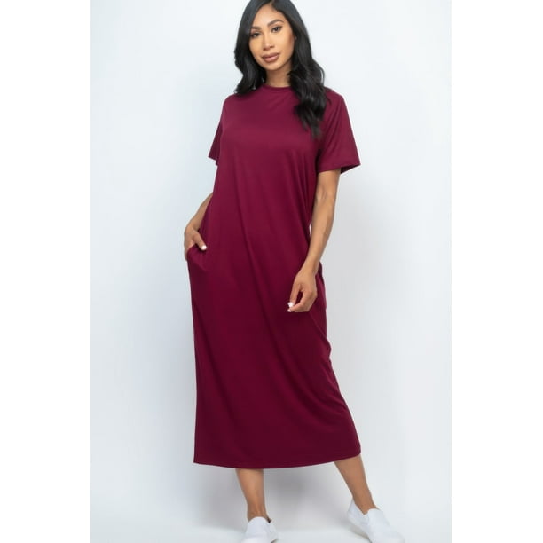 Vestido Estilo Camiseta con Bolsillos Laterales