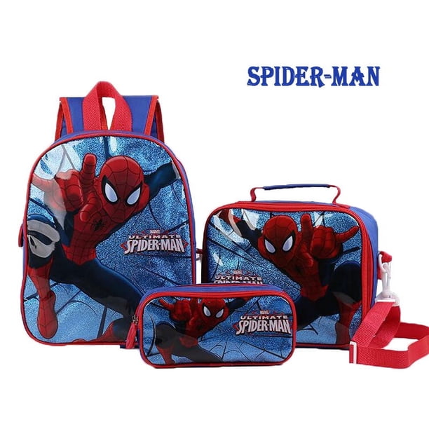 New Spider-Man School Bag Disney Frozen Elsa Princess Backpack 3pcs/set Kindergarten Cartoon Bag Toddler Kids Boys School Bags
