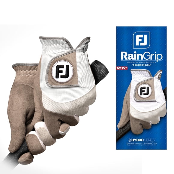 Guante de Golf FootJoy RainGrip Blanco Gris Talla Mediana Grande Par