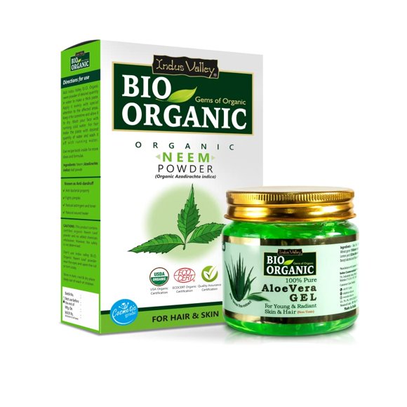 Polvo de Neem INDUS VALLEY 100 g + Gel de Aloe Vera 175 ml