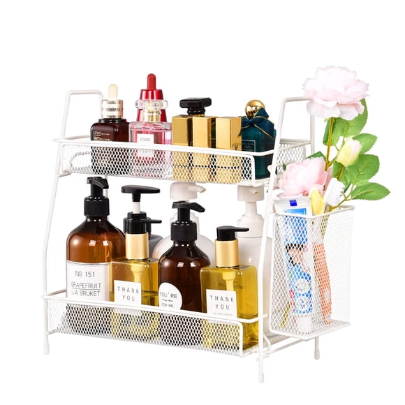 Estante de Almacenamiento LEMIKKLE 31x18x34 cm Blanco de 2 Niveles