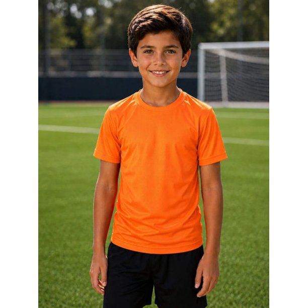 Polera Deportiva Niño Antitranspirante Dryfit Manga Corta Uv Naranja Liso 8
