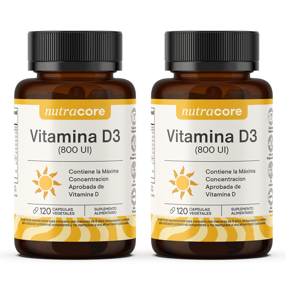 Vitamina D3 800UI - Pack de 2x120 Caps vegetales | NutraCore