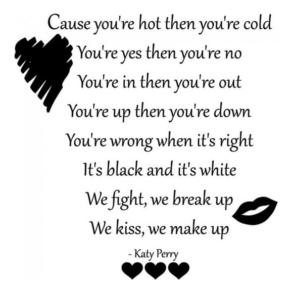 Decomural Hot N Cold Katy Perry Song Lyrics WS-34079