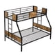 thumbnail image 3 of Twin Over FULL Metal Bunk Bed with 2 - Side Ladder and Full-Length Guardrail, No Box Spring Needed, Large Under Bed Storage, Easy Assemble , Black & Brown, 3 of 3