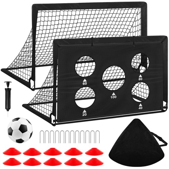 Portería de fútbol SMTPDT Pack de 2 122 × 91 cm y 183 × 122 cm