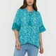 thumbnail image 3 of Blusa Mujer Manga Campana Petróleo Print Corona, 3 of 5