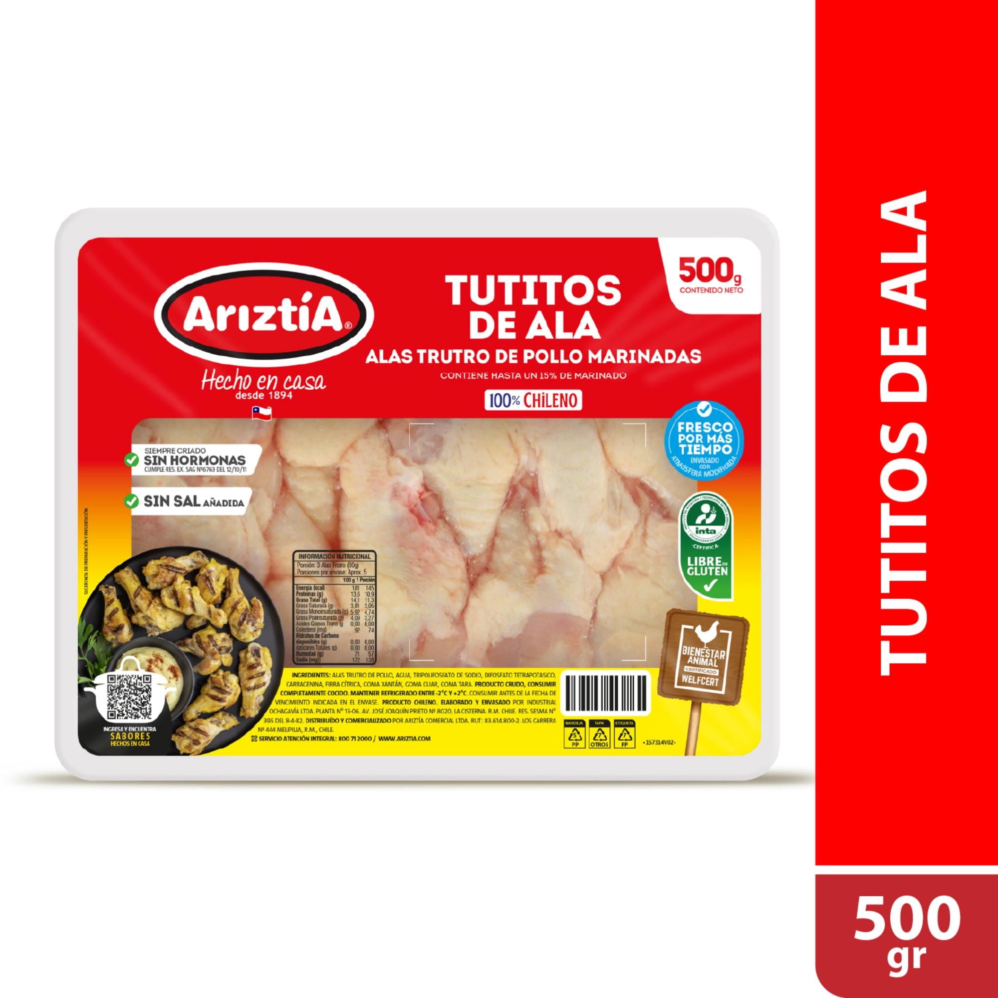 Pollo Tutitos De Ala Envasado 500 g Ariztia