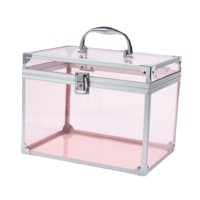 Ioensy - Estuche De Maquillaje Acrílico Transparente Con Forma De Corona, Estuche Para Cosméticos, Tocador, Color Rosa Transparente