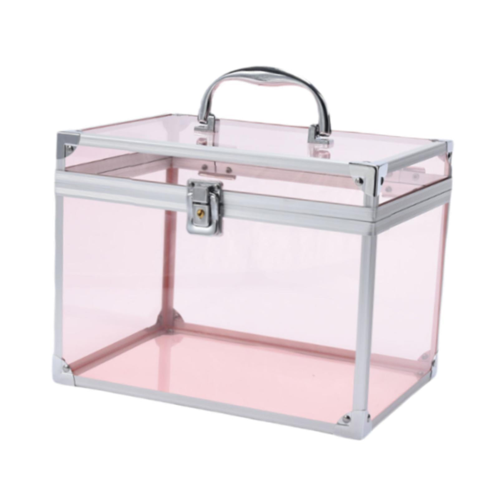 Ioensy - Estuche De Maquillaje Acrílico Transparente Con Forma De Corona, Estuche Para Cosméticos, Tocador, Color Rosa Transparente