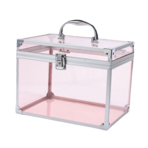 Ioensy - Estuche De Maquillaje Acrílico Transparente Con Forma De Corona, Estuche Para Cosméticos, Tocador, Color Rosa Transparente
