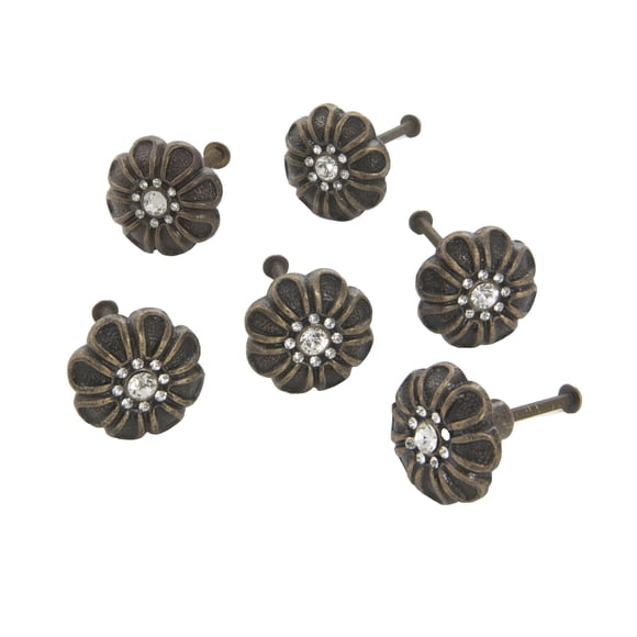 Knob Dritz Home 47064A con diamantes de imitación en forma de flor, bronce, 6 unidades