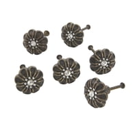 Knob Dritz Home 47064A Con Diamantes De Imitación En Forma De Flor, Bronce, 6 Unidades