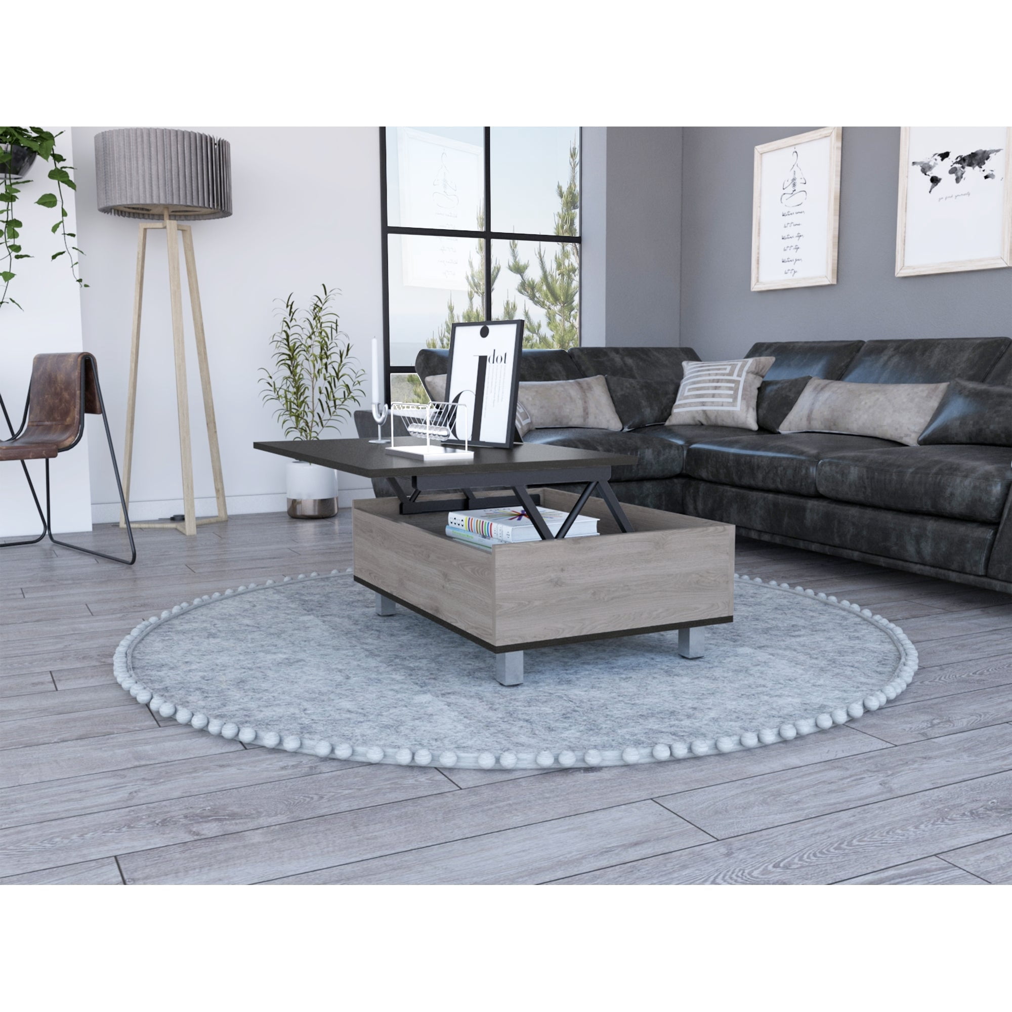 Tuhome - Mesa Funcional 5g Ceniza Y Wengue 43,3x80x54,5 Cm