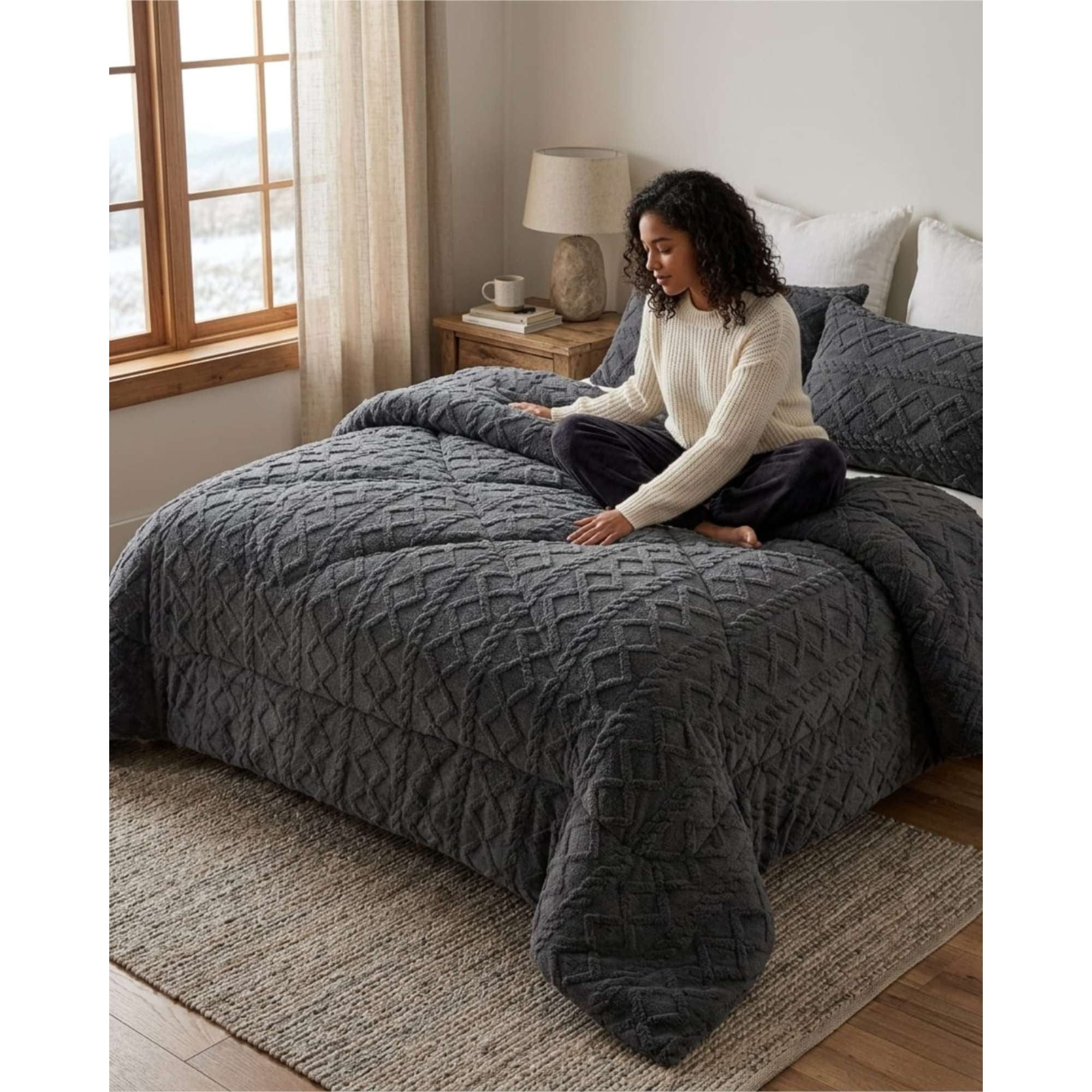 Todo Para El Hogar - Plumón Térmico Trenzas De Terciopelo King