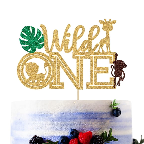 Cake Topper Dorado Con Brillo Wild One Mr Onederful
