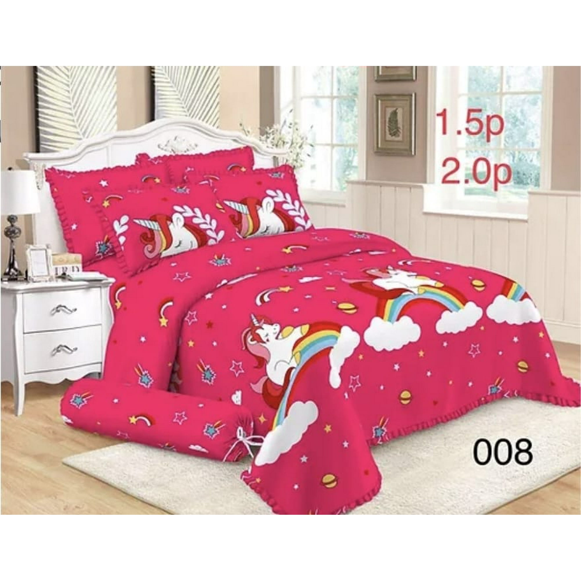 Cubrecama Quilt Verano 1.5 Plazas - Fucsia Unicornio 008