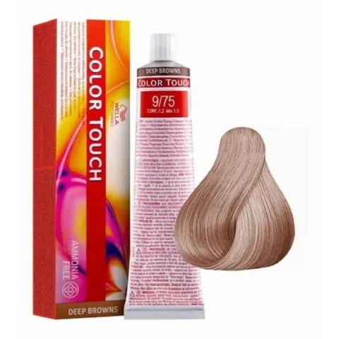 Tinte Para Cabello Wella Color Touch 9/75 Rubio Muy Claro Marron Caoba 60Ml