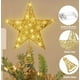 thumbnail image 2 of Adorno para árbol de Navidad con luz LED, adorno para árbol de Navidad, adorno para árbol de Navidad con forma de estrella y encaje, decoración navideña dorada y blanca cálida., 2 of 5