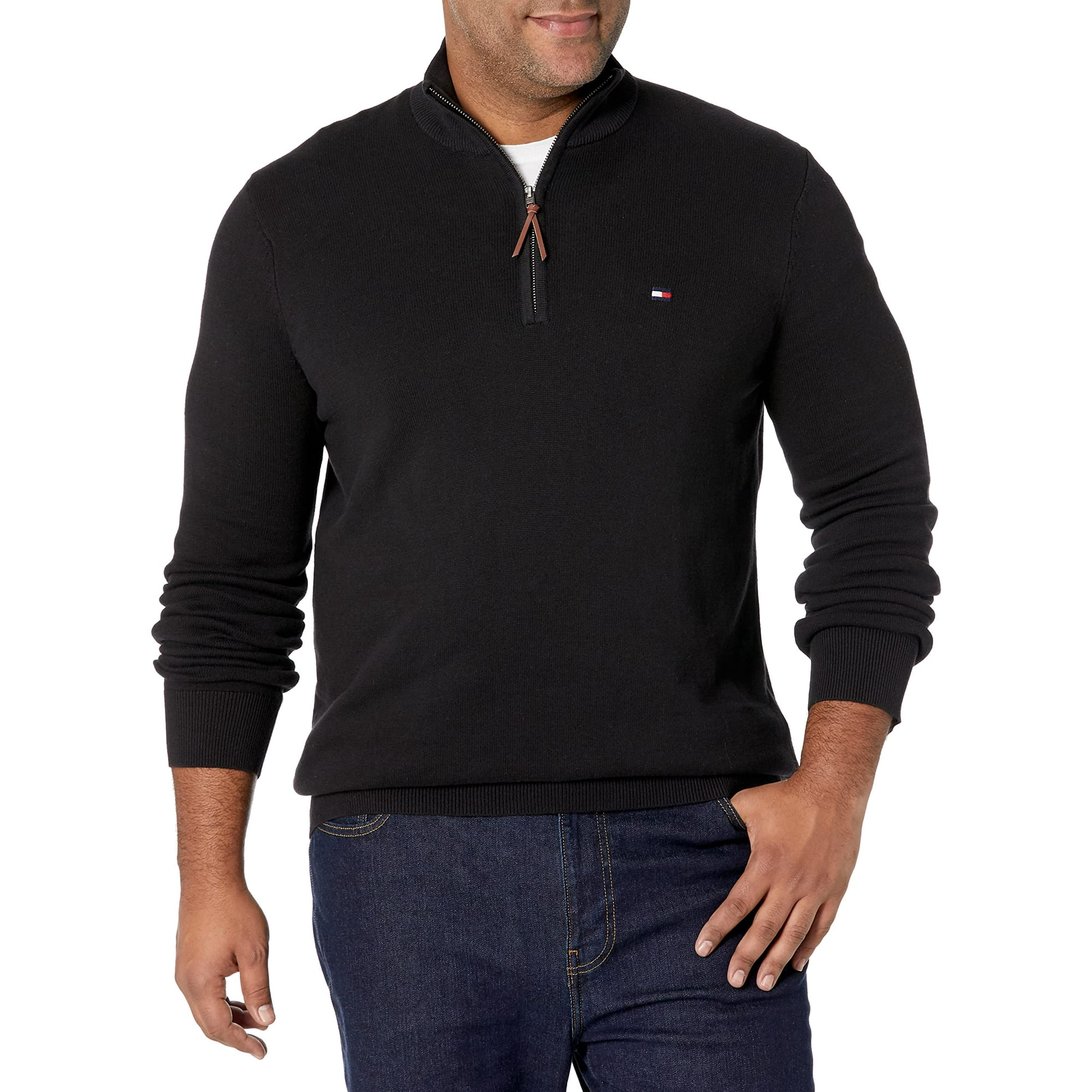 Jersey Tommy Hilfiger Para Hombre, Talla Grande Y Alta, Con Cierre 1/4