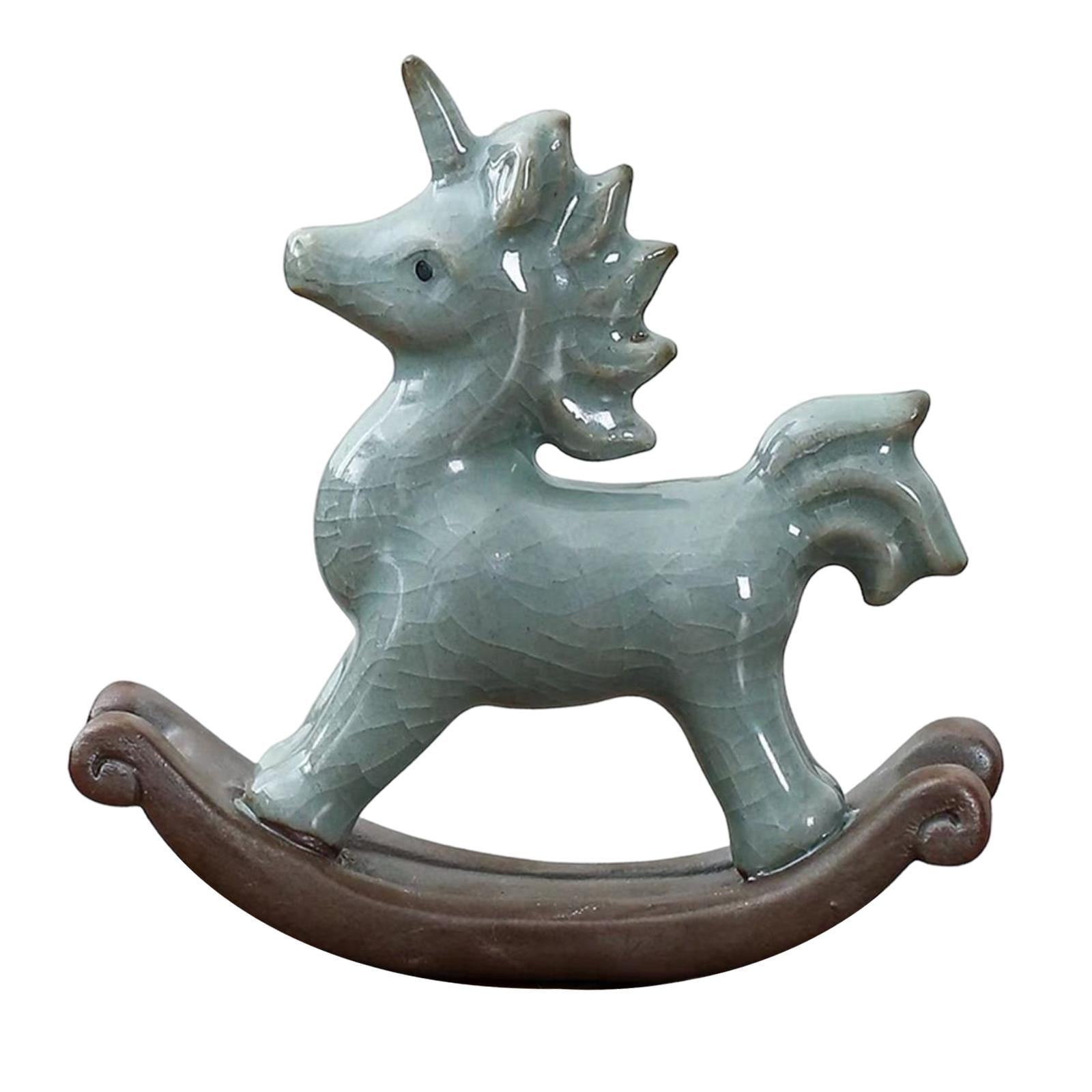Figura Decorativa De Caballo Balancín De Cerámica | Estatua Vintage Con Principio De Equilibrio | Decoración De Escritorio De 10.4 Cm | Regalo Original Para Amantes Del Arte