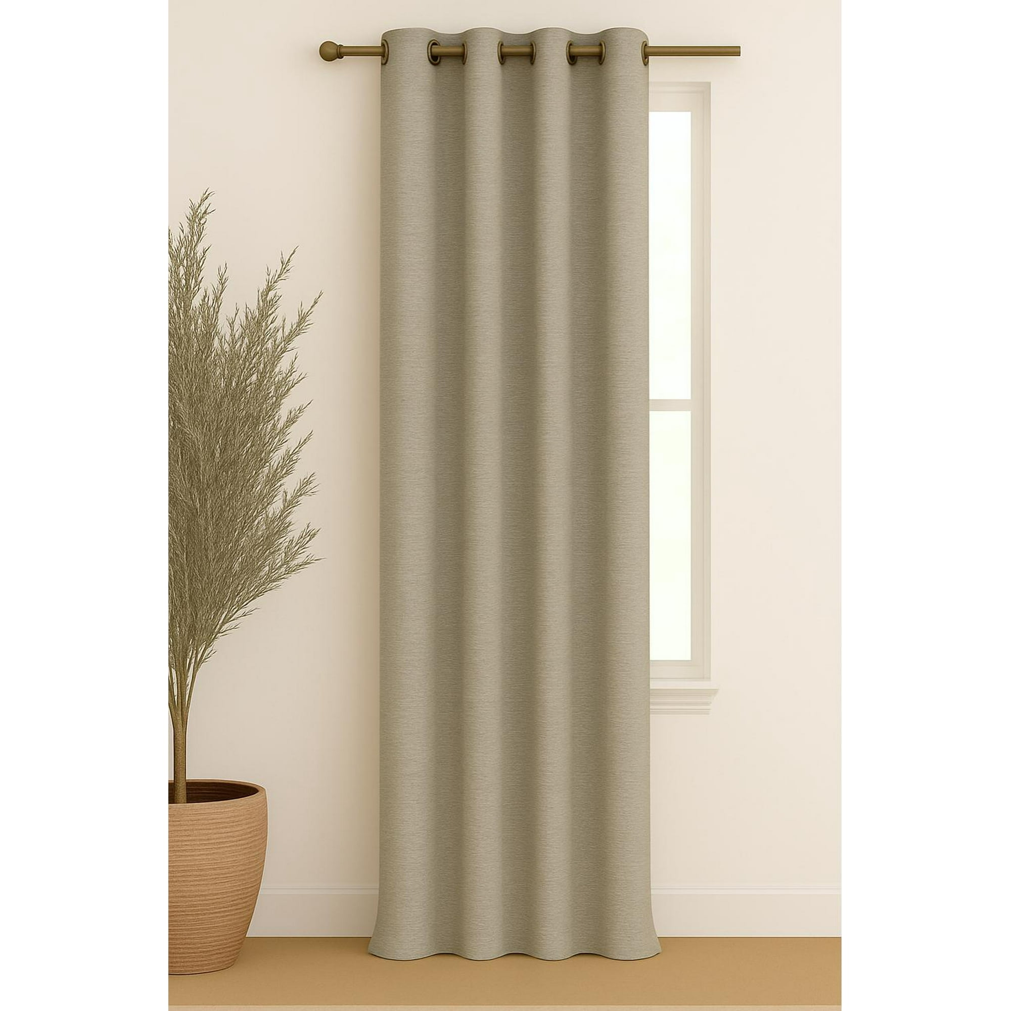 Clems - Cortina Engomada Termica 100% Blackout De Tipo Lino Beige 140x225