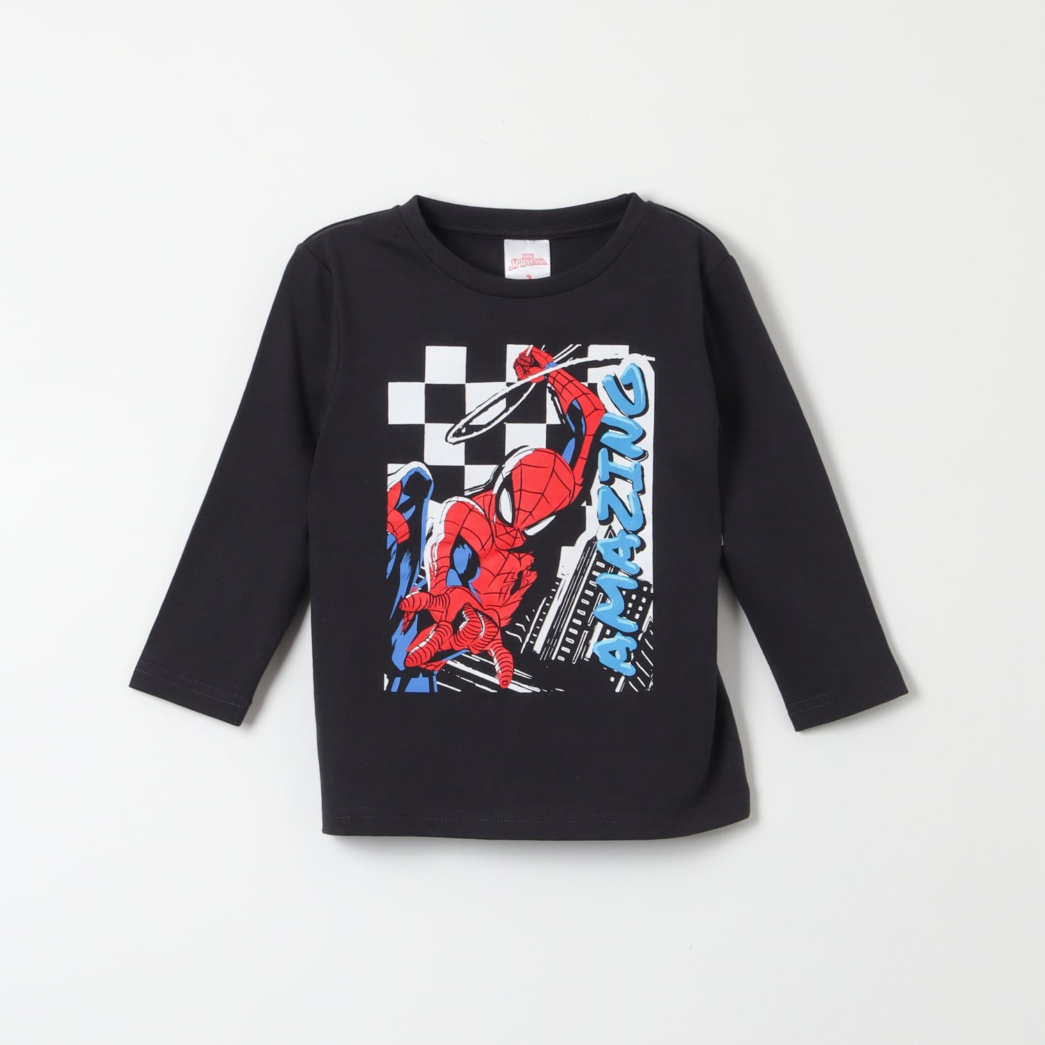Polera Manga Larga Niño Spiderman Amazing Negro Marvel