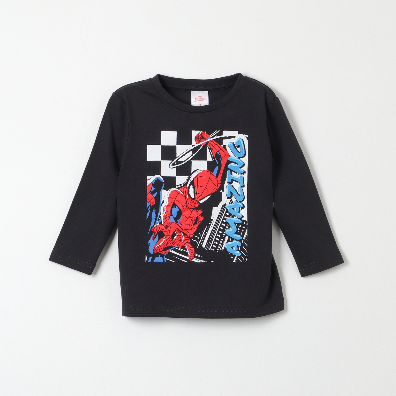 Polera Manga Larga Niño Spiderman Amazing Negro Marvel