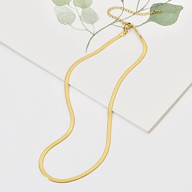 Gorgeous 18K Gold Plated Herringbone Choker Necklace - Perfect Gift for the Special Woman in Your Life!