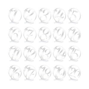 Magideal - Tarjetas Resistentes Para Números De Mesa, Con Base, Soporte Acrílico Para Matrícula De Mesa De Boda, Para Actividades, Decoración De Fiestas, Anivers 20 Piezas De Plata