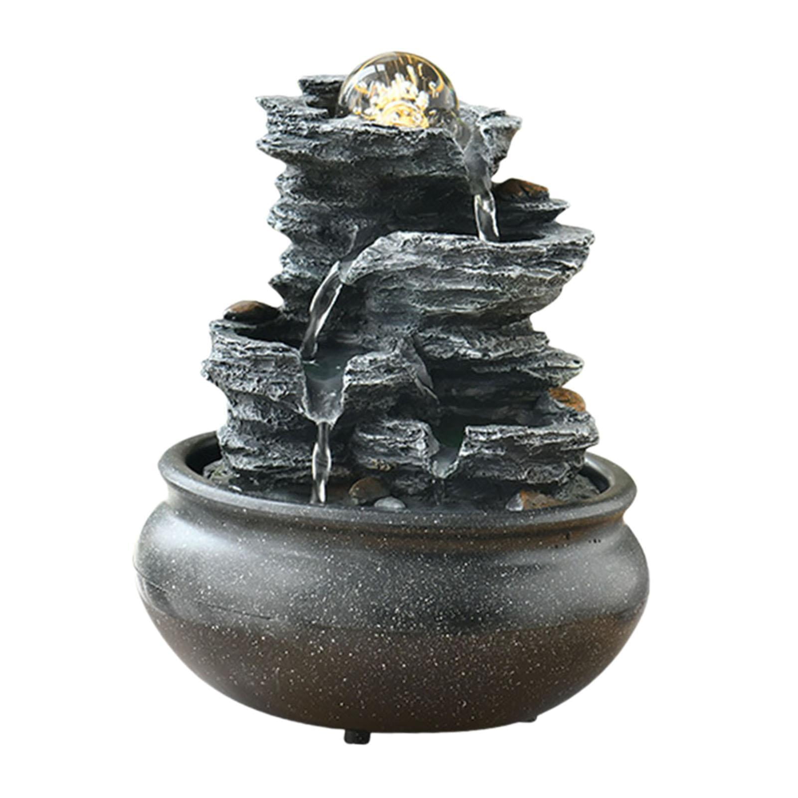 Magideal - Fuente De Cascada Interior, Fuente De Mesa, Paisaje De Escritorio Con Luz De Escena, Fuente De Agua Para Dormitorio, Inauguración De La Casa, Oficina Estilo E