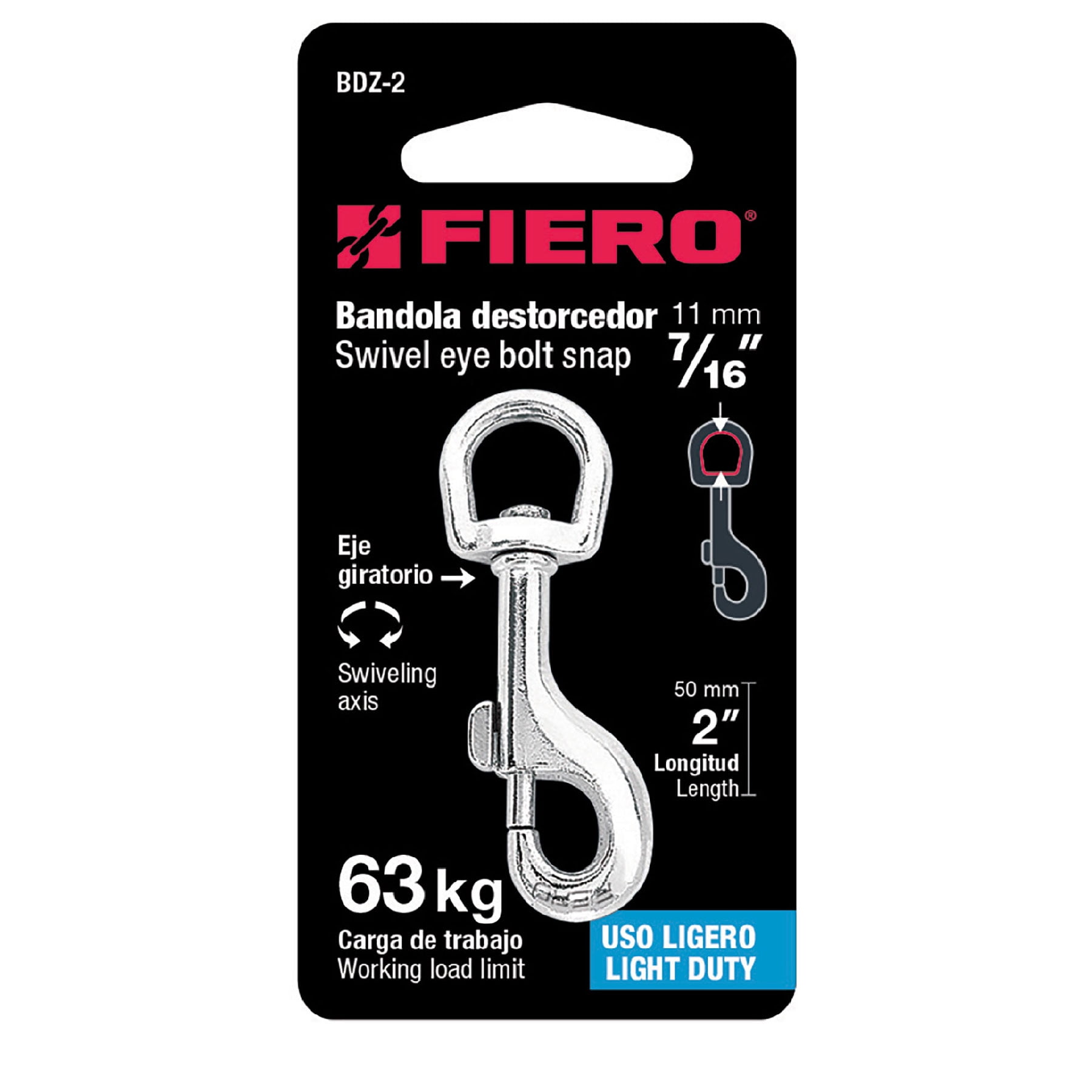 Mosquetón Con Destorcedor 2" / 63kg - Fiero