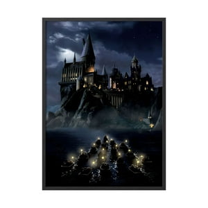 Creango - Cuadro Poster Enmarcado Castillo Hogwarts Harry Potter Diseño 2 Decorativo
