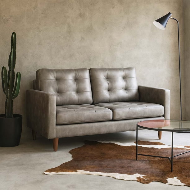 Sofa Napoles 2 C Cuero Kentucky Gris