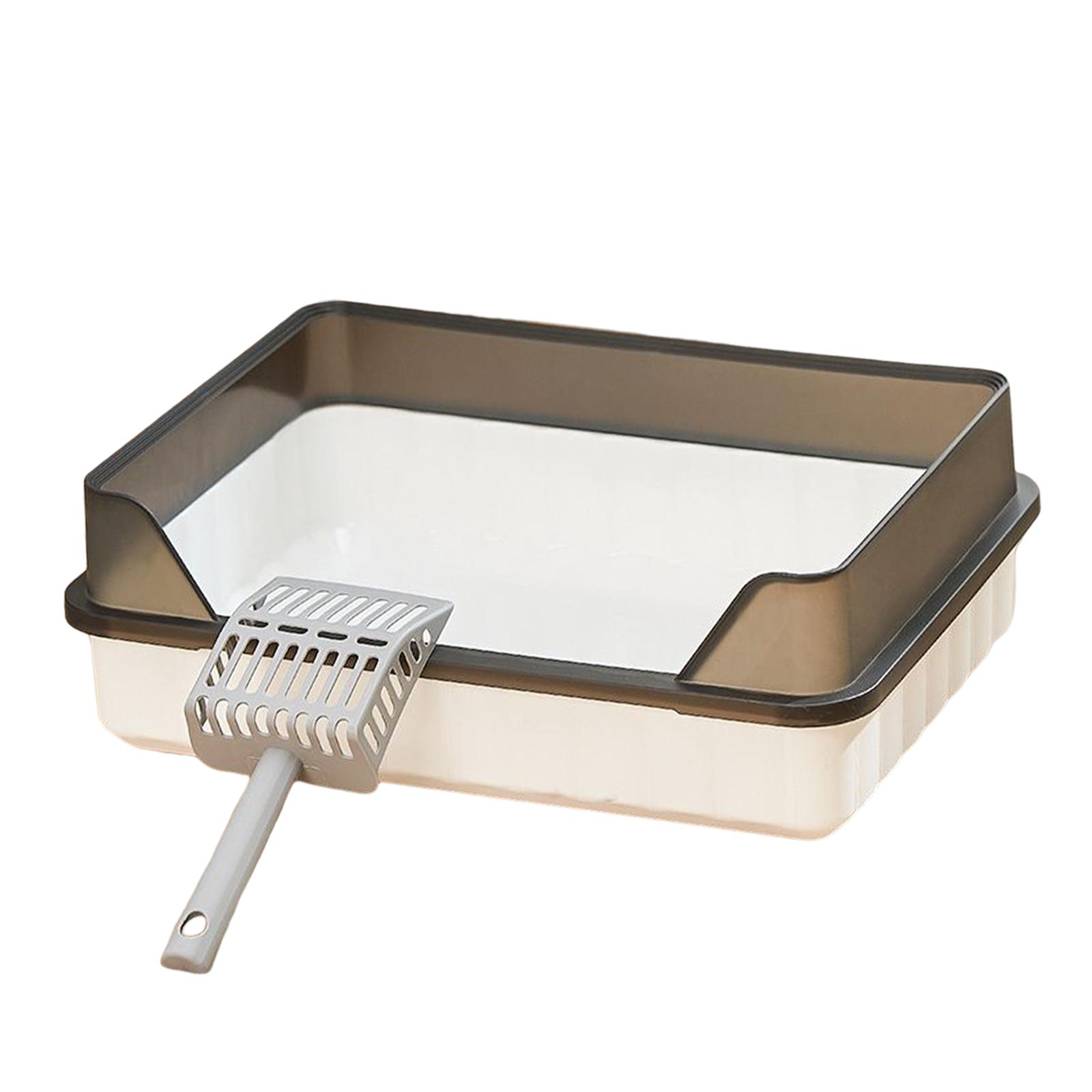 Ioensy - Bandeja De Arena Para Mascotas Orinal Inodoro Sartenes Fáciles De Limpiar Caja De Arena Para Gatos Para Conejito Gris Negro