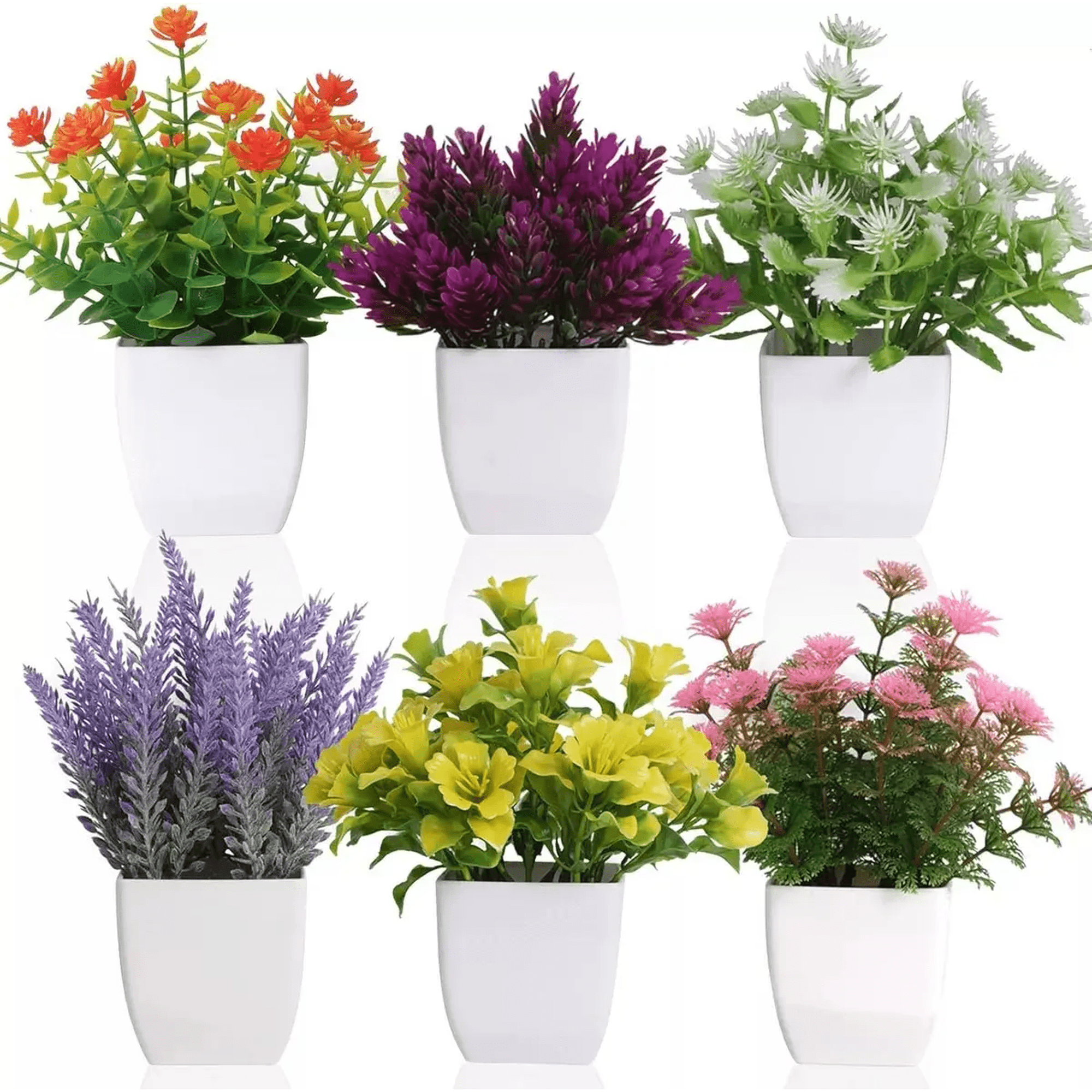 6pzs Plantas Flores Belug Artificiales Macetas Decorativas Bonsai Multicolor